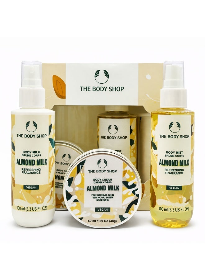 The Body Shop Almond Milk Body Care Gift Set – Body Mist, Body Milk & Body Cream - Image 1